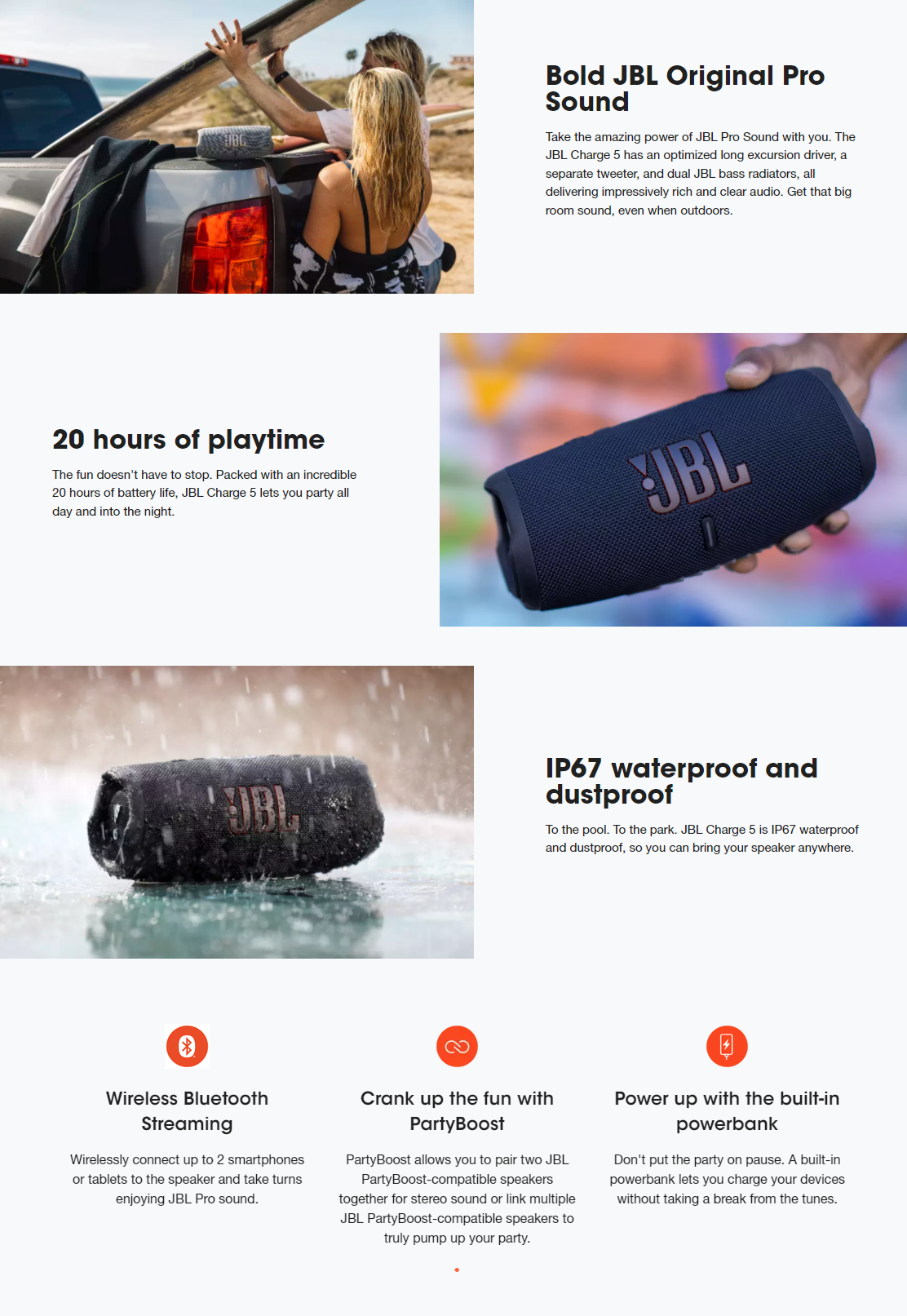 JBL Charge 5 Portable Bluetooth Speaker - Red | Harvey Norman